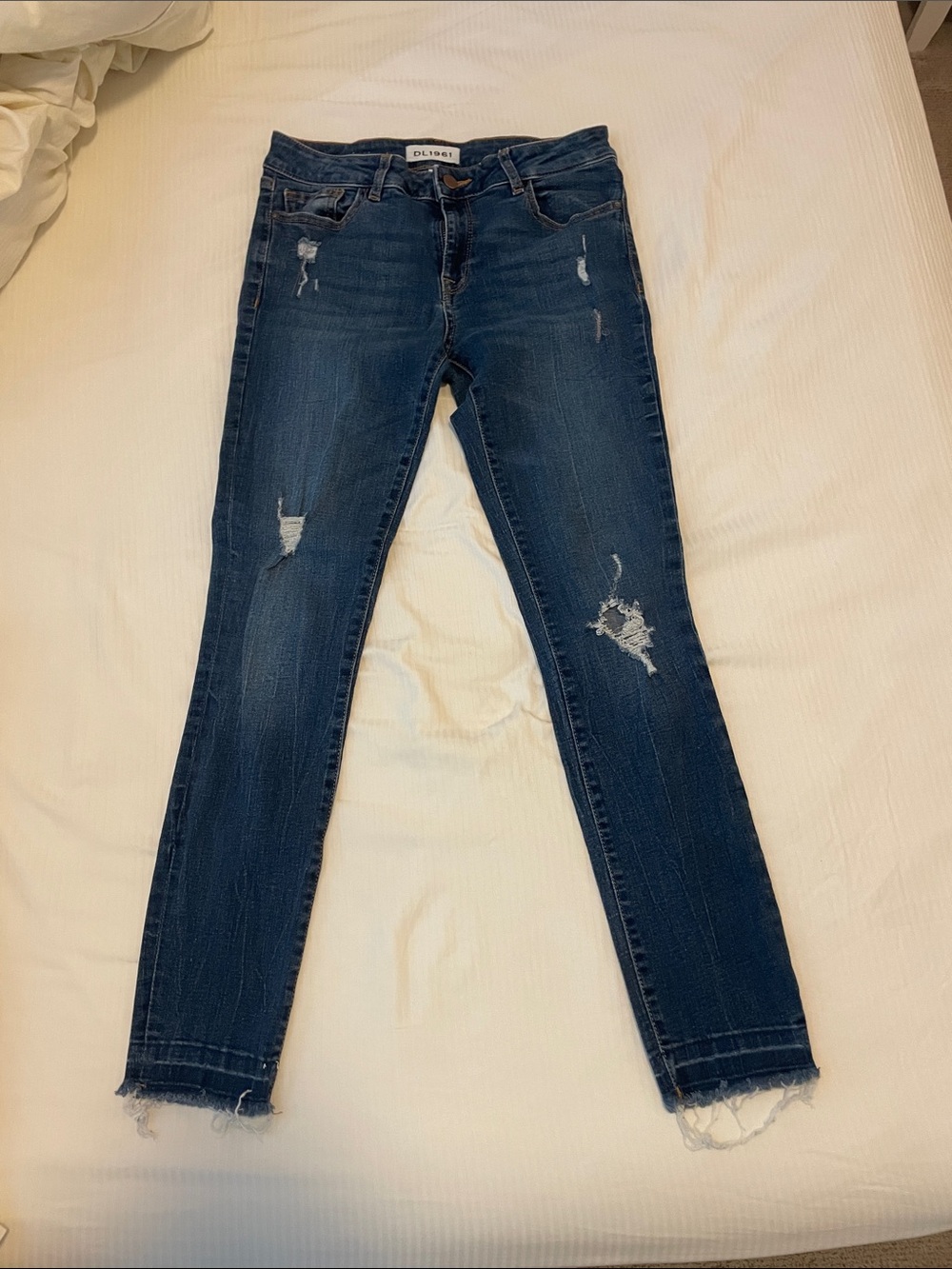 DL1961 Women's Dark Indigo Ripped Skinny Jeans